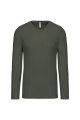 Heren T-shirt lange mouw V Hals Kariban K358 DARK KHAKI